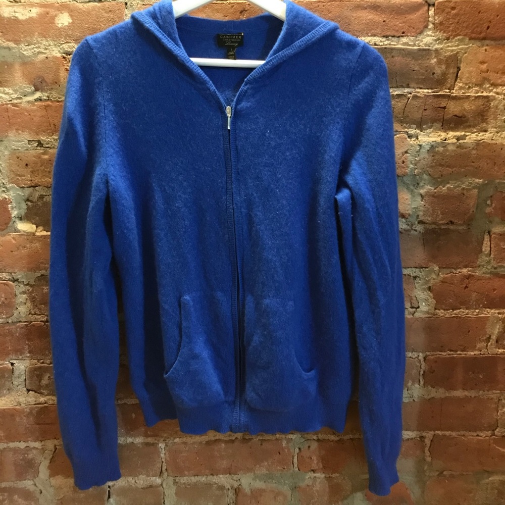 Charter Club 100% Cashmere Cobalt Blue Hoodie